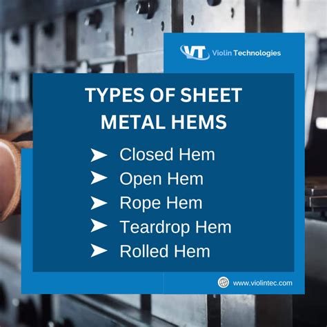 types of sheet metal hems|open hem sheet metal.